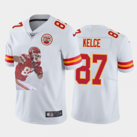 Cheap Kansas City Chiefs #87 Travis Kelce Nike Team Hero 5 Vapor Limited NFL 100 Jersey White Golden