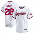 Cheap Men's Cleveland Guardians #28 Tanner Bibee White Home Limited Stitched Baseball Jersey