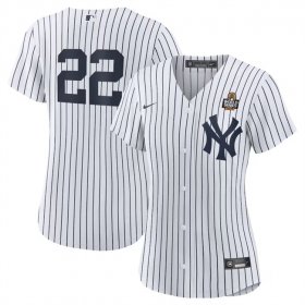 Cheap Women\'s New York Yankees #22 Juan Soto White 2024 World Series Cool Base Stitched Baseball Jersey(Run Small)