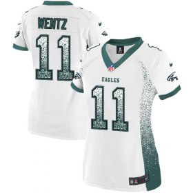 Wholesale Cheap Nike Eagles #11 Carson Wentz White Women\'s Stitched NFL Elite Drift Fashion Jersey