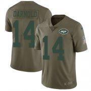 Wholesale Cheap Nike Jets #14 Sam Darnold Olive Men's Stitched NFL Limited 2017 Salute To Service Jersey