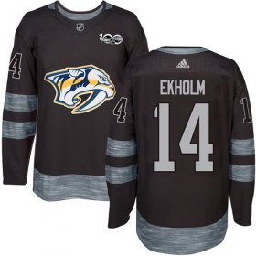 Wholesale Cheap Adidas Predators #14 Mattias Ekholm Black 1917-2017 100th Anniversary Stitched NHL Jersey