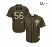 Wholesale Cheap Mens Philadelphia Phillies 56 Zach Eflin Authentic Green Salute to Service Baseball Jersey