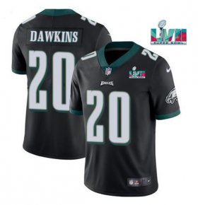 Wholesale Cheap Men\'s Philadelphia Eagles #20 Brian Dawkins Black Super Bowl LVII Patch Vapor Untouchable Limited Stitched Jersey