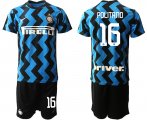 Wholesale Cheap Men 2020-2021 club Inter milan home 16 blue Soccer Jerseys