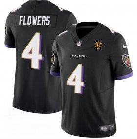 Cheap Men\'s Baltimore Ravens #4 Zay Flowers Black 2023 F.U.S.E. With John Madden Patch Vapor Limited Football Stitched Jersey