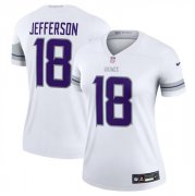 Wholesale Cheap Women's Minnesota Vikings #18 Justin Jefferson White Winter Warrior Limited Football Stitched Jersey