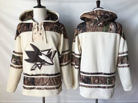 Wholesale Cheap Sharks Blank Cream Camo NHL Hoodie