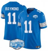 Cheap Men's Detroit Lions #11 Kalif Raymond Blue 2024 NFC North Champions F.U.S.E. Vapor Limited Stitched Jersey