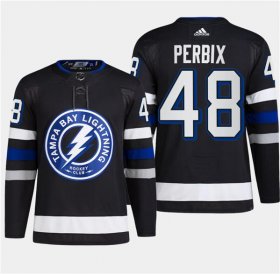 Cheap Men\'s Tampa Bay Lightning #48 Nick Perbix Black 2024 Stadium Series Stitched Jersey