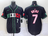 Wholesale Cheap Men's Mexico Baseball #7 Julio Urias Number 2023 Black White World Classic Stitched Jersey