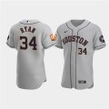 Wholesale Cheap Men's Houston Astros #34 Nolan Ryan Gray 60th Anniversary Flex Base Stitched Baseball Jersey