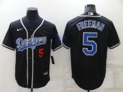 Wholesale Cheap Men's Los Angeles Dodgers #5 Freddie Freeman Black Cool Base Stitched Baseball Jersey