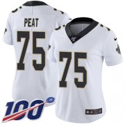 Wholesale Cheap Nike Saints #75 Andrus Peat White Women's Stitched NFL 100th Season Vapor Untouchable Limited Jersey