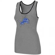 Wholesale Cheap Women's Nike Detroit Lions Big Logo Tri-Blend Racerback Stretch Tank Top Light Grey