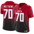 Cheap Men's Atlanta Falcons #70 Jake Matthews Red Black 2024 F.U.S.E With 4-Star C Patch Vapor Untouchable Limited Stitched Football Jersey