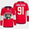 Cheap Men's Florida Panthers #91 Oliver Ekman-Larsson Red 2024 Stanley Cup Final Patch Stitched Jersey