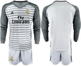 Wholesale Cheap Real Madrid Blank Grey Goalkeeper Long Sleeves Soccer Club Jersey