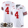 Men's Ohio State Buckeyes #4 Jeremiah Smith White 2025 CFP Final Patch F.U.S.E. Vapor Limited Stitched Football Jersey