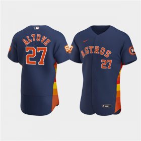 Wholesale Cheap Men\'s Houston Astros #27 Jose Altuve Navy 60th Anniversary Flex Base Stitched Baseball Jersey