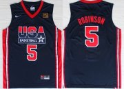 Wholesale Cheap 1992 Olympics Team USA #5 David Robinson Navy Blue Swingman Jersey