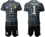 Wholesale Cheap Belgium 1 COURTOIS Black Goalkeeper UEFA Euro 2020 Soccer Jersey