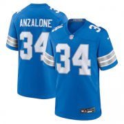 Cheap Men's Detroit Lions #34 Alex Anzalone Blue 2nd Alternate Game Nike Jersey