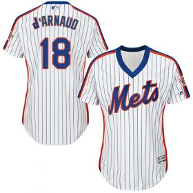 Wholesale Cheap Mets #18 Travis d\'Arnaud White(Blue Strip) Alternate Women\'s Stitched MLB Jersey