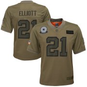 Wholesale Cheap Youth Dallas Cowboys #21 Ezekiel Elliott Nike Camo 2019 Salute to Service Game Jersey