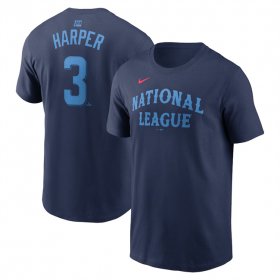 Men\'s National League #3 Bryce Harper Navy 2024 All-Star Name & Number T-Shirt