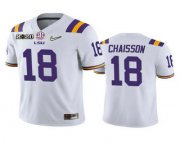 Wholesale Cheap Men's LSU Tigers #18 K'Lavon Chaisson White 2020 National Championship Game Jersey