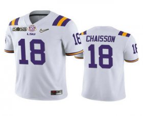 Wholesale Cheap Men\'s LSU Tigers #18 K\'Lavon Chaisson White 2020 National Championship Game Jersey