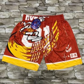 Wholesale Cheap Travis Scott X Br X Mn Houston Rockets #01 Jack Red Basketball Swingman Throwback Shorts