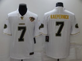 Wholesale Cheap Men\'s San Francisco 49ers #7 Colin Kaepernick White 75th Patch Golden Edition Stitched NFL Nike Limited Jersey