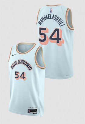 Cheap Men\'s San Antonio Spurs #54 Sandro Mamukelashvili Light Blue 2024-25 City Edition Stitched Basketball Jersey