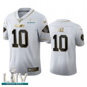 Wholesale Cheap Kansas City Chiefs #10 Tyreek Hill Men\'s Nike White Golden Super Bowl LIV 2020 Edition Vapor Limited NFL 100 Jersey