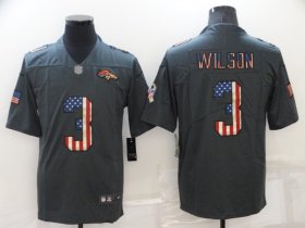 Wholesale Cheap Men\'s Denver Broncos #3 Russell Wilson Grey Salute To Service USA Flag Fashion Limited Stitched Jersey