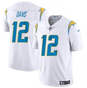 Cheap Men\'s Los Angeles Chargers #12 Derius Davis White 2024 Vapor Limited Football Stitched Jersey