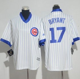 Wholesale Cheap Cubs #17 Kris Bryant White(Blue Strip) Cooperstown Stitched Youth MLB Jersey