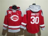 Wholesale Cheap Men's Cincinnati Reds #30 Ken Griffey Jr. Red Ageless Must-Have Lace-Up Pullover Hoodie