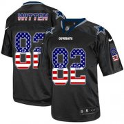 Wholesale Cheap Nike Cowboys #82 Jason Witten Black Men's Stitched NFL Elite USA Flag Fashion Jersey