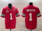 Cheap Men's Ohio State Buckeyes #1 Buckeyes Red 2025 CFP Final With National Champions Patch F.U.S.E. Vapor Limited Stitched Football Jersey