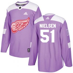 Wholesale Cheap Adidas Red Wings #51 Frans Nielsen Purple Authentic Fights Cancer Stitched Youth NHL Jersey