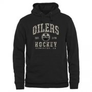 Wholesale Cheap Men's Edmonton Oilers Black Camo Stack Pullover Hoodie