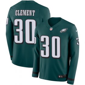 Wholesale Cheap Nike Eagles #30 Corey Clement Midnight Green Team Color Men\'s Stitched NFL Limited Therma Long Sleeve Jersey