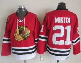 Wholesale Cheap Blackhawks #21 Stan Mikita Stitched Red CCM Throwback NHL Jersey