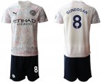 Wholesale Cheap Men 2020-2021 club Manchester City away 8 white Soccer Jerseys