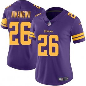 Cheap Women\'s Minnesota Vikings #26 Kene Nwangwu Purple Color Rush Limited Jersey(Run Small)