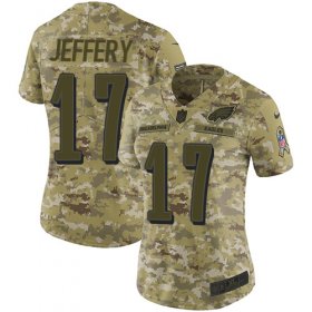 Wholesale Cheap Nike Eagles #17 Alshon Jeffery Camo Women\'s Stitched NFL Limited 2018 Salute to Service Jersey