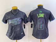 Wholesale Cheap Women's Tampa Bay Rays #8 Brandon Lowe Charcoal 2024 City Connect Player Number Limited Cool Base Jersey